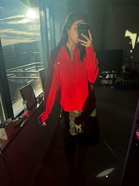 Apple Red Quarter-Zip Pullover Sweatshirt